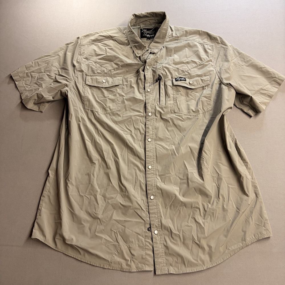 Republic Boot Co Men’s 2XL Khaki Performance Western Pearl Snap Shirt UPF 50